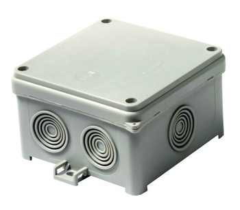 Puszka natynkowa hermetyczna pusta IP54 z dławicą zintegrowaną szara N90x90F Simet 35220002