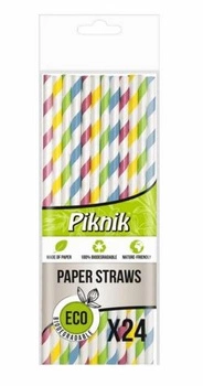 Słomki papierowe do napojów w paski Kuchcik 4086
