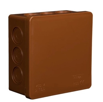 Puszka natynkowa hermetyczna brązowa zatrzaskowa 86x86x40 IP55 Viplast 00352 