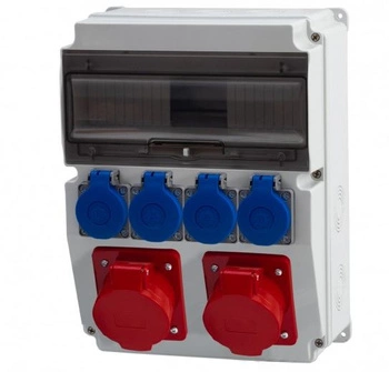 Rozdzielnia stacjonarna CAJA 12-mod gniazda 16A 5p 32A 5p 4x230V F-elektro F3.0451
