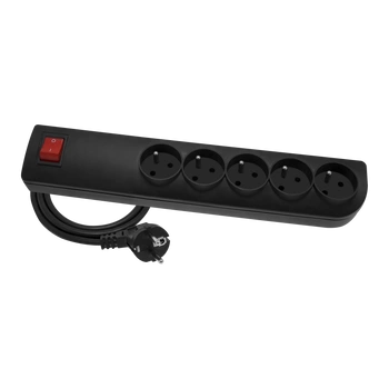Przedłużacz przeciwprzepięciowy 5-gniazd 1,5m czarny Elgotech PSF3-501-2