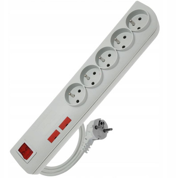 Przedłużacz przeciwprzepięciowy 5-gniazd z/u 3m szary Elgotech PSF2-503 