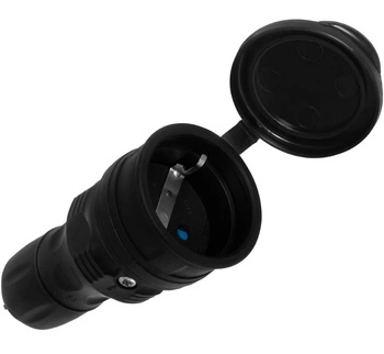 Gniazdo pojedyncze schuko hermetyczne czarne IP44 EXTREM Plastrol W-01150