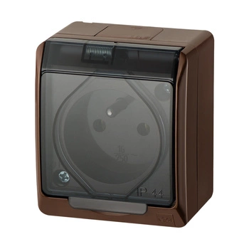 Gniazdo pojedyncze natynkowe hermetyczne IP44 brązowy HERMES 0321-06  ELEKTRO-PLAST