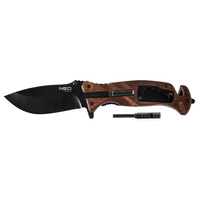 Nóż survivalowy składany drewniany 22cm 6w1 Topex 63-107
