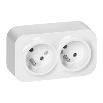 Gniazdo podwójne natynkowe białe z uziemieniem ToDo IP20 Orno OR-OE-7206/W