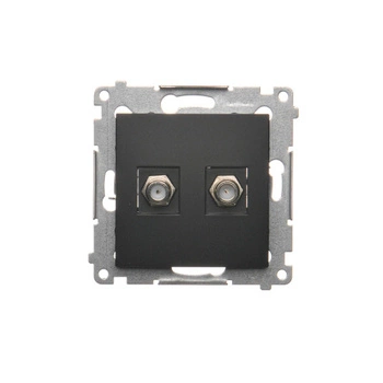 Gniazdo antenowe podwójne typu F czarne DASF2.01/49 SIMON 54