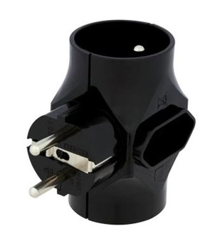 Rozgałęźnik wtyczkowy 2-gniazda z/u + 1-gniazdo b/u czarny R-201-2