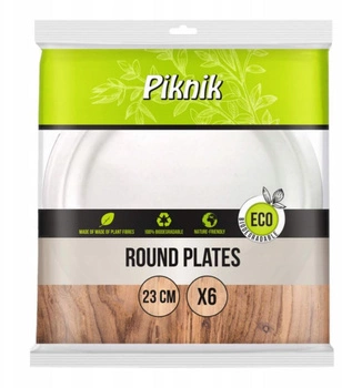 Talerz okrągły z trzciny 23cm opk 6szt Kuchcik 4087