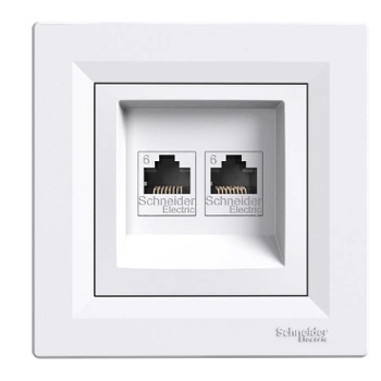 Gniazdo komputerowe podwójne RJ45 kat.6 biały Asfora EPH4800121 Schneider
