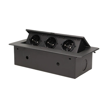 Gniazdo wpuszczane w blat z płaskim frezowanym rantem 3x2P+Z czarne OR-AE-1336/B 