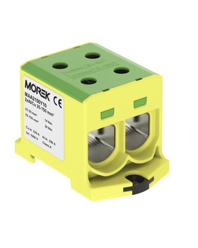 Złączka szynowa podwójna żółto-zielona 2 x 25-150mm Morek MAA2150Y10