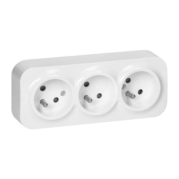 Gniazdo potrójne natynkowe z uziemieniem białe IP20 ToDo Orno 10 sztuk OR-OE-7209/W/10