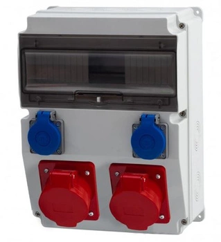 Rozdzielnia stacjonarna CAJA 12-mod gniazda 16A 5p 32A 5p 2x230V F-elektro F3.0450