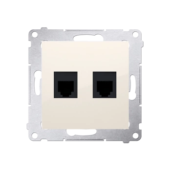 Gniazdo telefoniczne podwójne RJ12 kremowe Simon 54 DT2.01/41 Kontakt-Simon