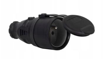 Gniazdo gumowe z uziemieniem czarne IP44 16A 230V F-elektro F6.0368