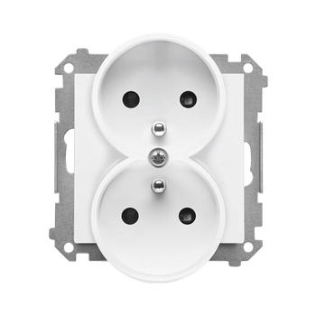 Gniazdo podwójne z uziemieniem biały mat Simon 55 TGZ2MCZ.01/111 Kontakt-Simon