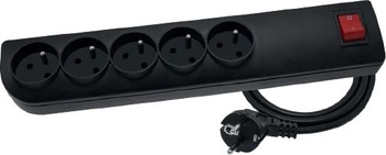 Przedłużacz przeciwprzepięciowy 5 gniazd 3m czarny Elgotech PSF3-503-2