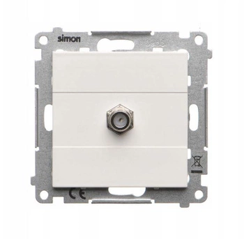 Gniazdo antenowe pojedyncze typu F biały Simon 55 TASF1.01/111