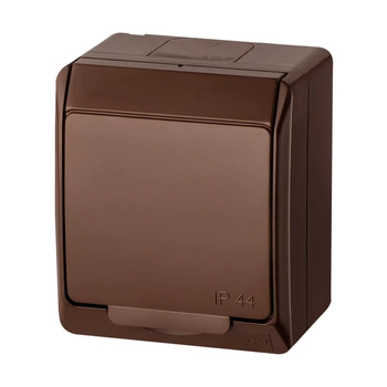 Gniazdo pojedyncze natynkowe hermetyczne z uziemieniem IP44 brązowy HERMES 0321-06 
