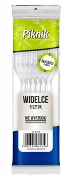 Widelce wielokrotnego użytku plastykowy przeźroczyste 6szt Kuchcik 4114