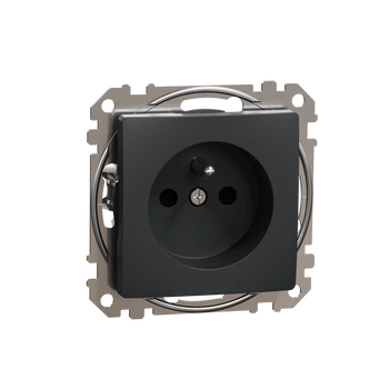 Gniazdo pojedyncze z uziemieniem czarny antracyt Sedna Design&Elements SDD114011 Schneider