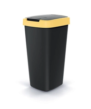 Kosz na śmieci z pokrywką  jasny żółty - czarny COMPACTA Q Keden NSAB25-1215C_S411