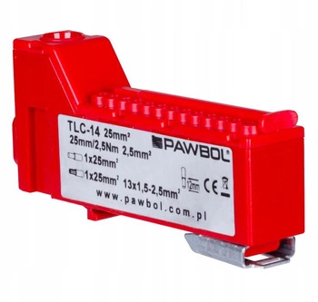 Listwa zaciskowa bezgwintowa czerwona LZB 14/CZ Pawbol E.4136CZ